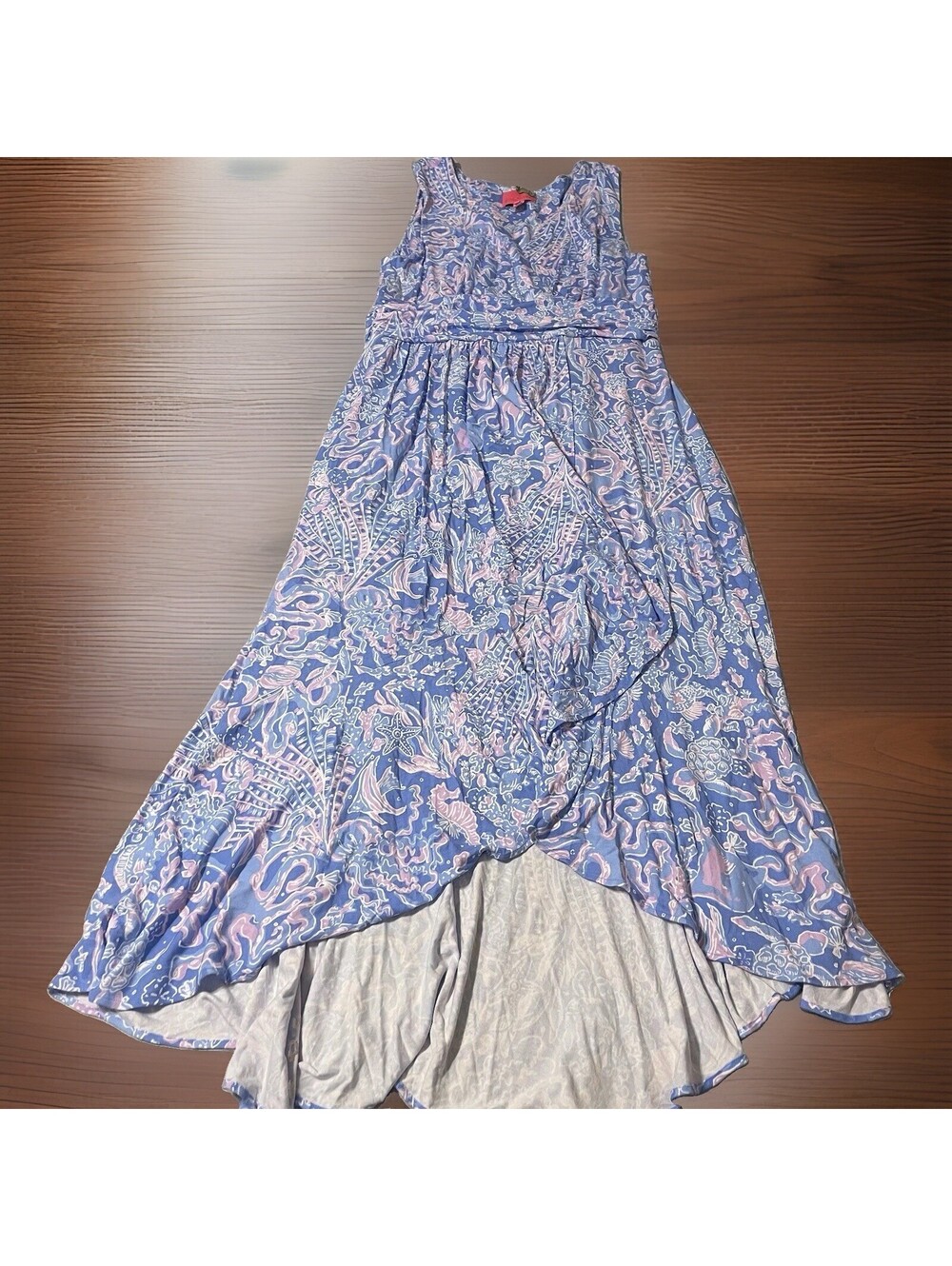 Lilly Pulitzer Moana Maxi Dress XL See What I Sea Boca Blue High Low